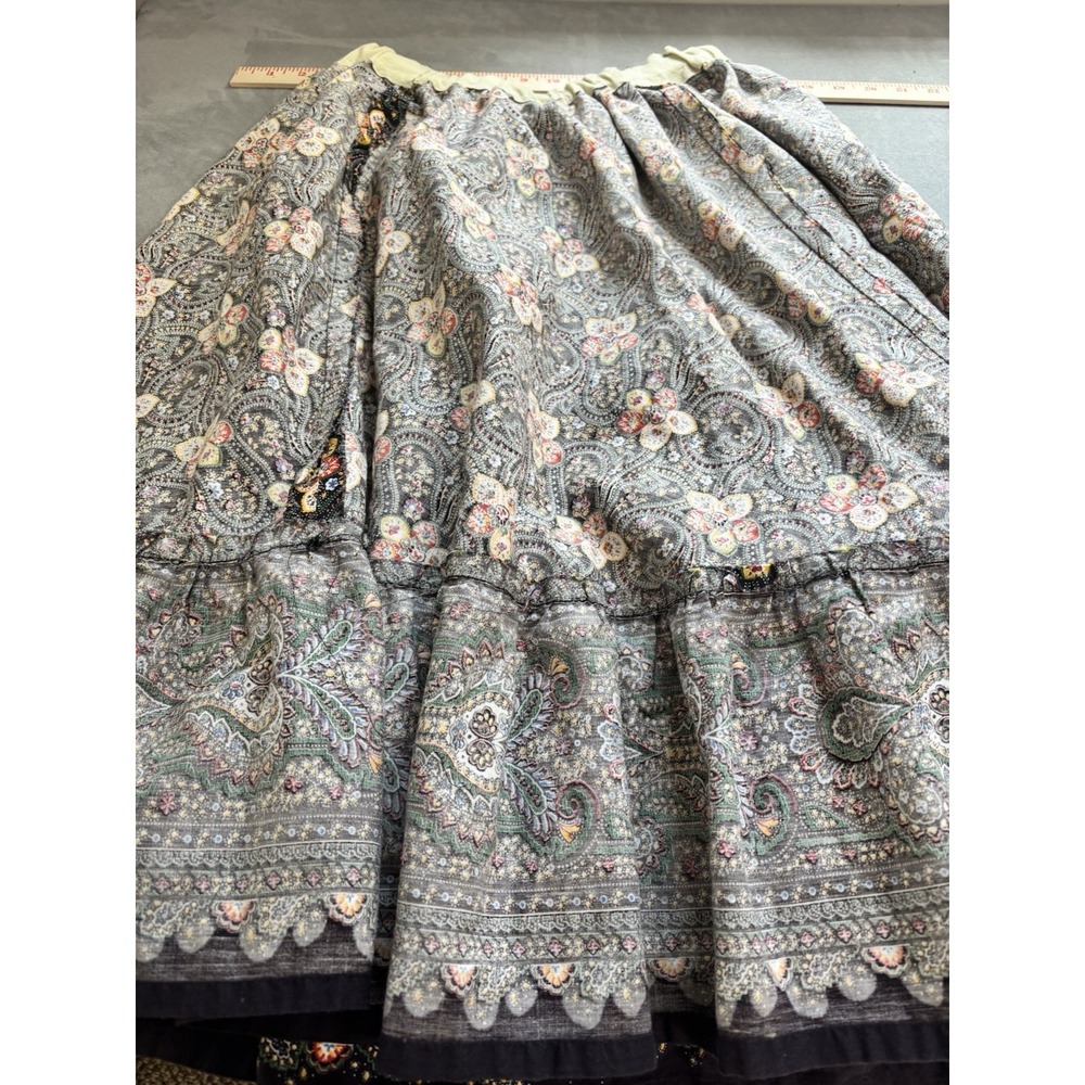 Vintage Handmade Prairie Skirt 70s XS Ditsy Floral Cottagecore Romantic Boho - Picture 7 of 8